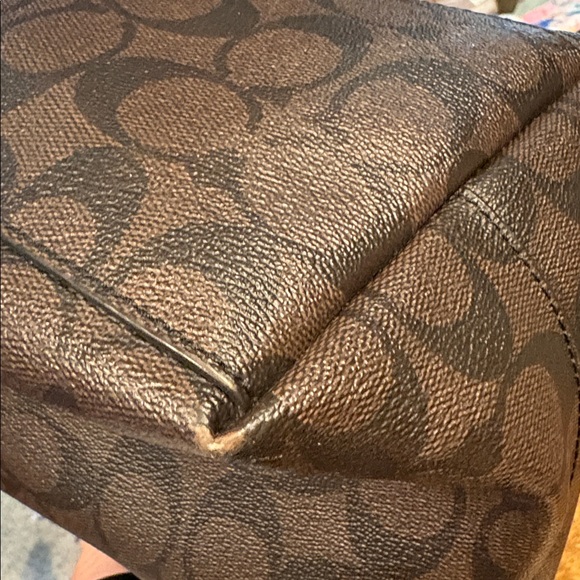 Coach Dark Brown Signature Tote with Black Handles - Picture 13 of 15